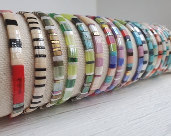 Colorful Tila stacking bracelets - more colors available stretch stack bracelets