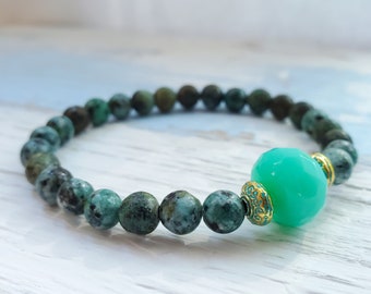 Tranquility bracelet | gemstone African Turquoise Jasper and Chalcedony