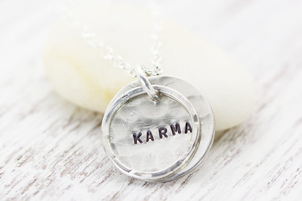 Karma Necklace Good Karma Boho Handmade Silver Necklace