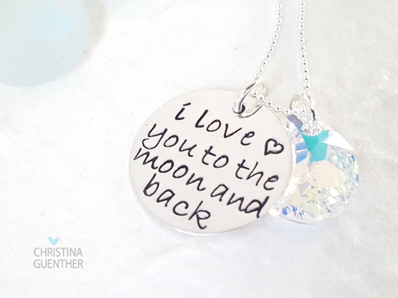 Ich liebe dich zum Mond und zurück Mond und Herz Halskette | Etsy
