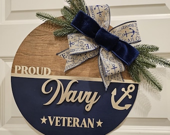 Proud Navy Veteran, Sailor, Reired, and Officer Wood Sign: Hand-Painted Military Decor