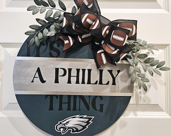Philadelphia Eagles Wood Door Sign: NFL Football Wreath