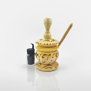 Aplicador tradicional de khol: recipiente de madera con varillas | Hecho a mano y decorado con soldador (10-12 cm)