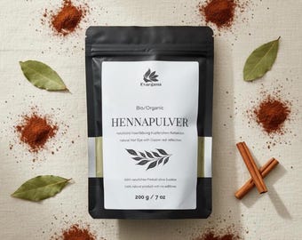 Reines marokkanisches Henna Pulver 200g | Naturhaarfarbe & Pflege | in wiederverschließbarer Ziplock-Verpackung