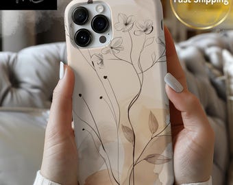 花柄ボタニカルアートのスマホケース：アースカラーのiPhoneカバー