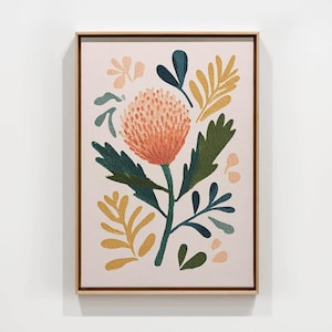 Banksia Botanical Charm Wall Art Print, Australian Native Flower Gouache Painting, Boho Home Décor, Floral Gouache Print, Digital Download