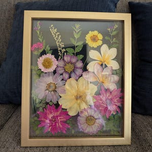 Dried Pressed Flowers on Framed Art/ Real Botanical Flowers on Floating Frame