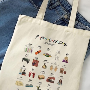 Friends Alphabet, Central Perk, Freunde TV-Show Geschenk Baumwolltasche