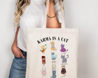 Karma ist eine Katze Baumwolltasche - Geschenk für Musikliebhaber