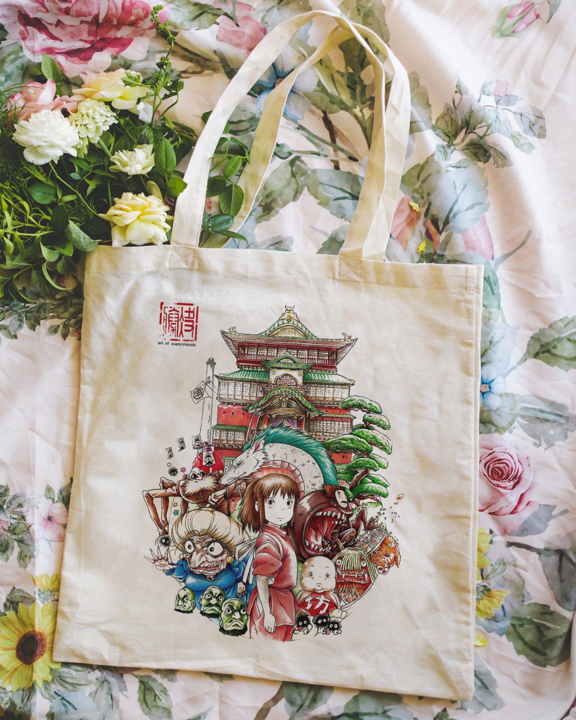 Joe Hisaishi Studio Ghibli トートバッグ 千と千尋の神隠し 縦型刺繍帆布トートバッグ 編み物 | どんぐり