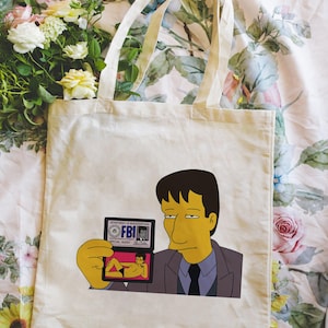 FBI Agent Mulder Funny  X-Files TV show Cotton Tote Bag Gift