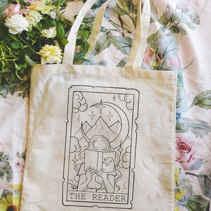 Katoenen draagtas The Reader, Tarotcadeau, Boekenliefhebber, Meisjescadeau