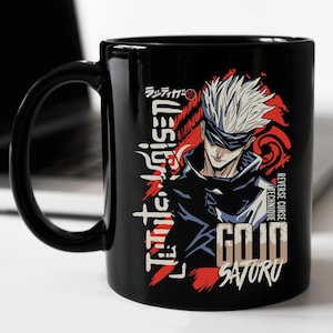 Gojo Satoru Jujutsu Kaisen, Kawaii Anime Gift, Otaku Gift 11 Oz Black Coffee Mug Gift