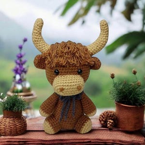 Highland Cow-haakpatroon: Highland Cow, gehaakte stier, haakpatroon boerderij, haakpatroon koe, gehaakt koepatroon, koe knuffel