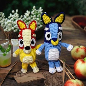 Bluey And Bingo Crochet Pattern | Bluey Amigurum Pattern | Blue Heeler and Bingo Crochet Bluey Pattern | Puppy Bluey Toy Dog Animal Patterns