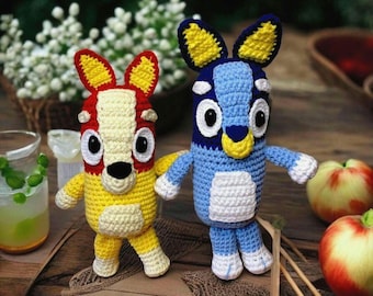Bluey And Bingo Crochet Pattern | Bluey Amigurum Pattern | Blue Heeler and Bingo Crochet Bluey Pattern | Puppy Bluey Toy Dog Animal Patterns