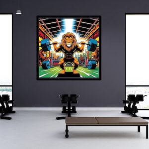 Gym wall art Set of 5 Animals lifting weights Gym Decor Fitness digital wall art. Funny Gym wall art with animals