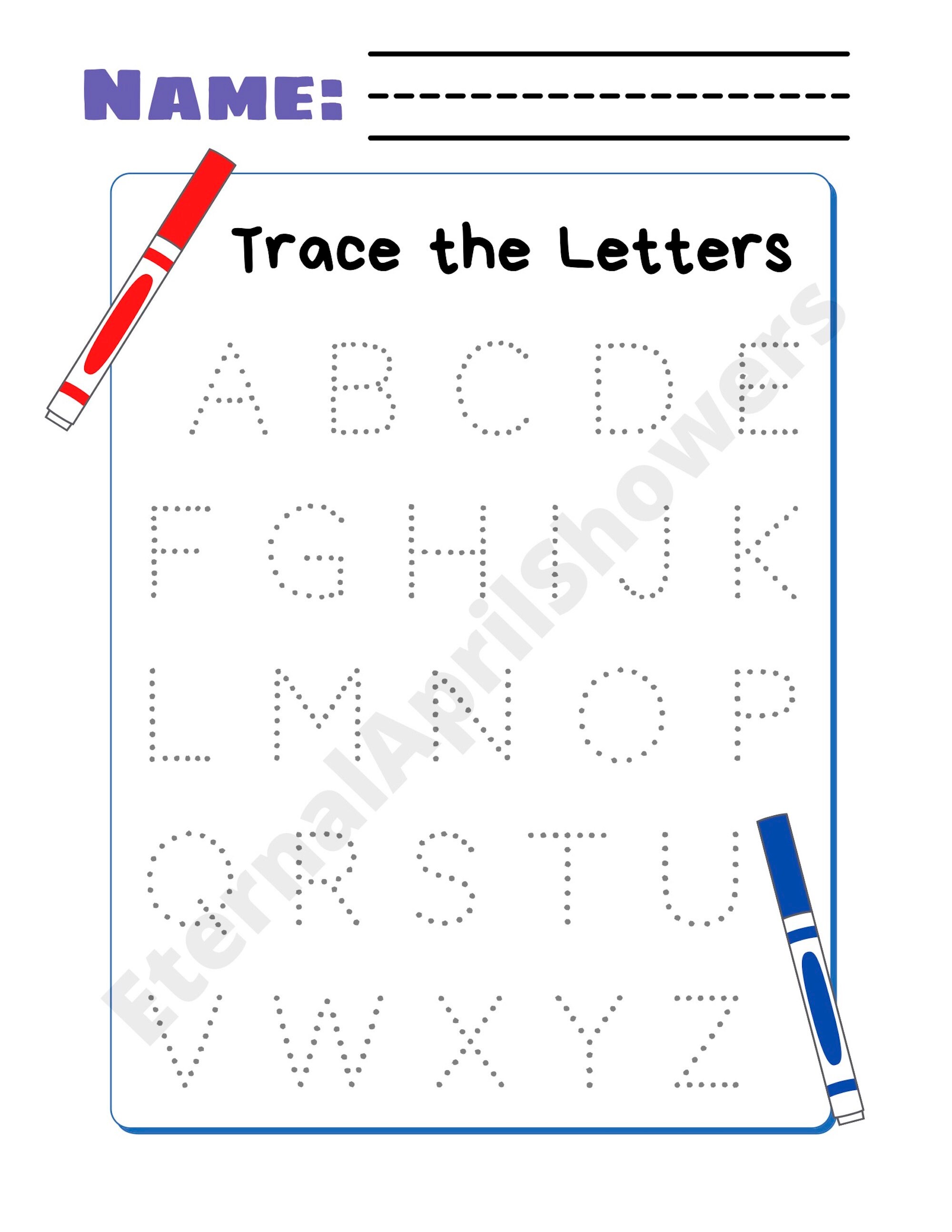 preschool letter tracing worksheet etsy