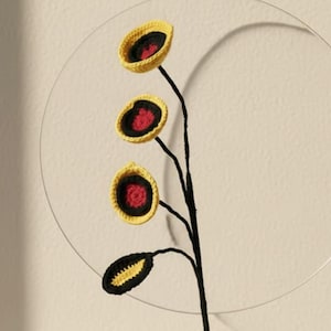 Padrão de crochê de flor alienígena em PDF, tutorial botânico de ficção científica e fantasia, flor gótica fácil de fazer, caule futurista, decoração para casa, buquê estranho, presente.