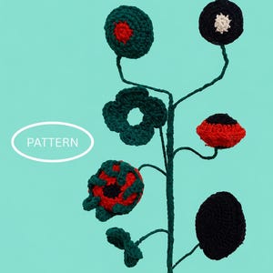 Modèle de fleur au crochet amusant, tutoriel de fleur extraterrestre 3D, PDF botanique de style pop science-fiction, bouquet futuriste et cool, décoration de chambre geek, idée cadeau geek