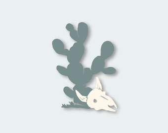 Cow Skull and Cactus Clear Sticker