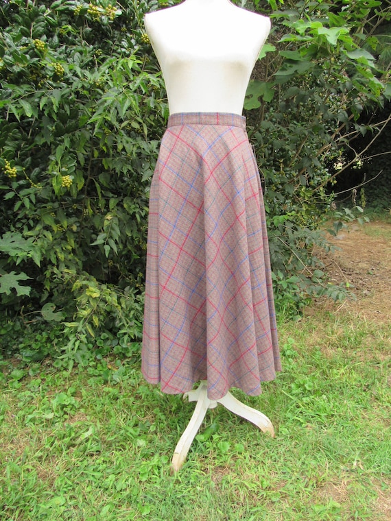 80s Plaid Wool Skirt/ Size Small Ex Small/ Riding