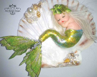 OOAK Polymer Clay Mermaid sleeping Fairy Mermaid