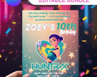 Kpop Demon Hunters Birthday Invitation | Editable Digital Template