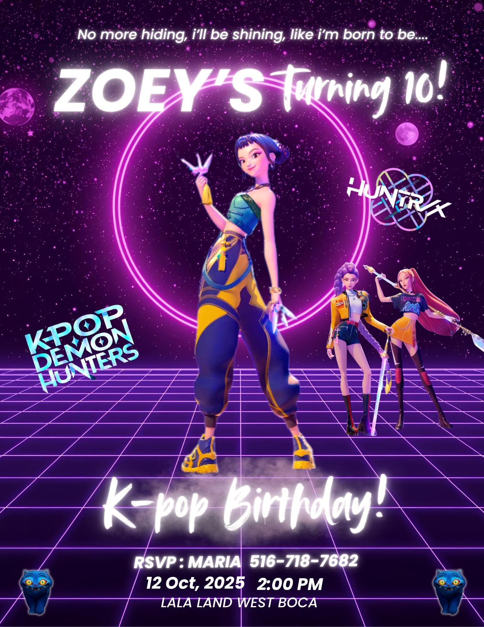 Kpop Demon Hunter Birthday Invitation | Digital Party Bundle
