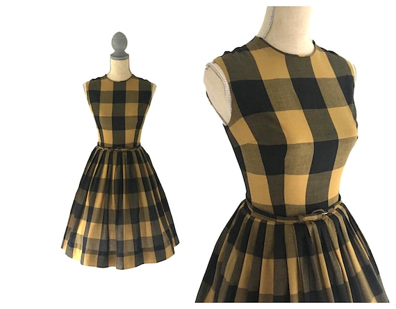 Vintage 60's Gay Gibson Buffalo Plaid dress S