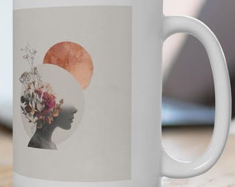 Boho - 15oz, Bohemian Coffee Cup, Hippie Tea Mug, Boho style coffee mug, Hippie style mug, Minimalist Mug, Boho coffee cup, Boho tea cup