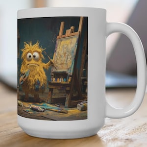 Little Monsters - 15oz, Monster Mug, Cute Monster Painting Design, Monster Coffee Cup, Unique Tea Mug, Funny Creature Cup, Monster tea cup