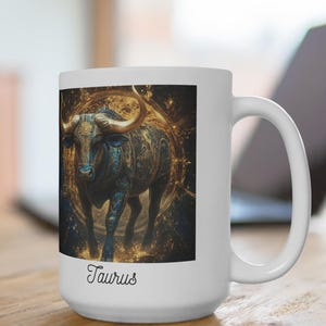 Horoscopes -Taurus -15oz, zodiac signs coffee mug, astrological sign coffee mug, horoscope sign coffee mug, star sign coffee mug, cosmic mug
