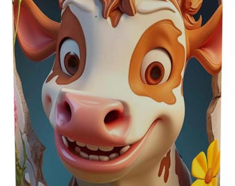 Taza 3D - Vaca - 15 oz, taza de vaca marrón y blanca, taza de animal de granja, regalo para amantes de los animales, taza estilo granja