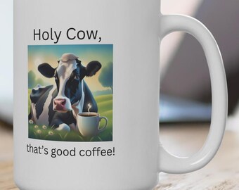 Vache - Vache sacrée, 15 oz, tasse à café vache Holstein, tasse amateur de vache, tasse vie à la ferme, tasse animaux de la ferme, cadeau pour agriculteur, tasse sur le thème de la vache, tasse vache laitière