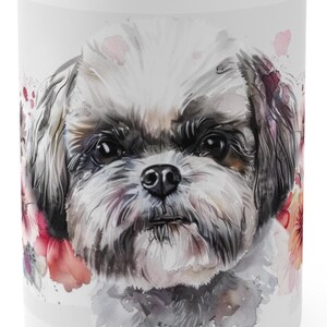 Dog - Shih-tzu - 15 oz, shih tzu coffee mug, shih tzu floral mug, dog lover gift, cute dog art mug, flower pet mug, shih tzu lover mug