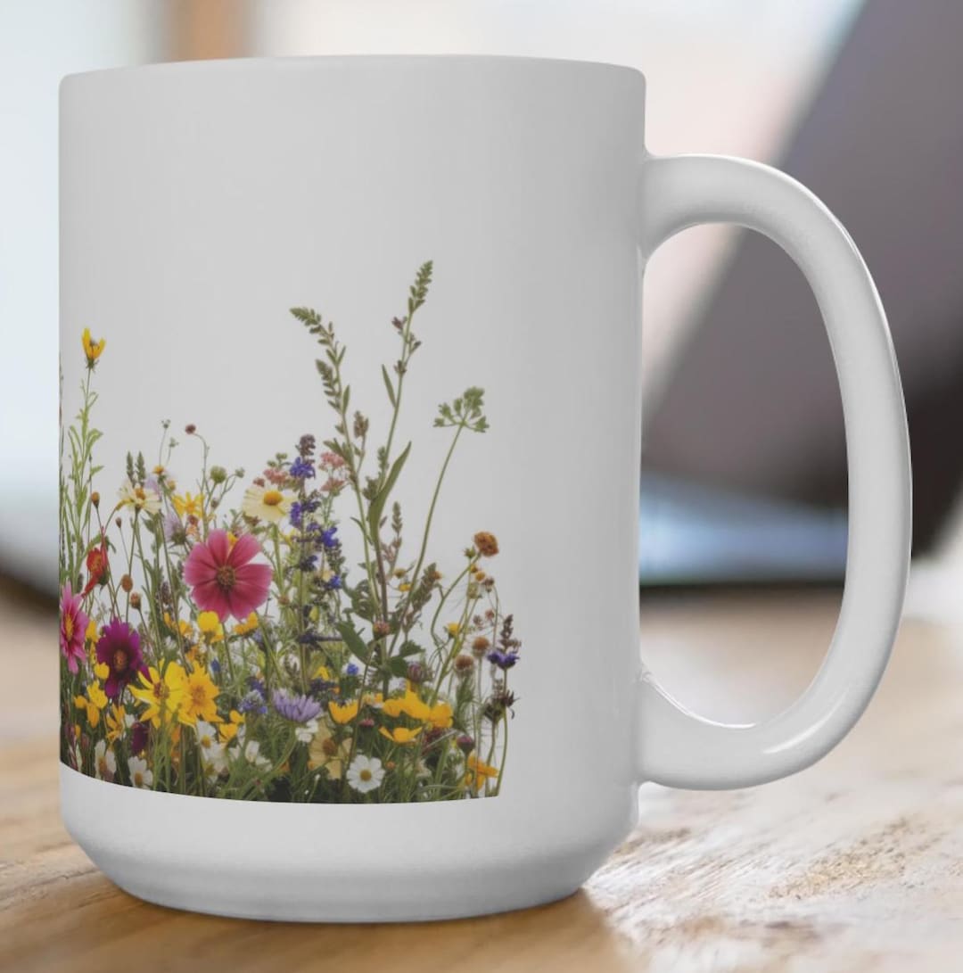 Flowers - Wildflowers - 15 Oz, Wildflower Coffee Mug, Meadow Flower Mug ...