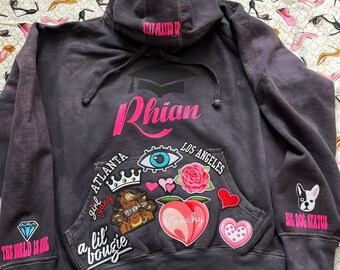 Felpa con cappuccio personalizzata per la classe Senior Tinta a mano Realizzata su ordinazione