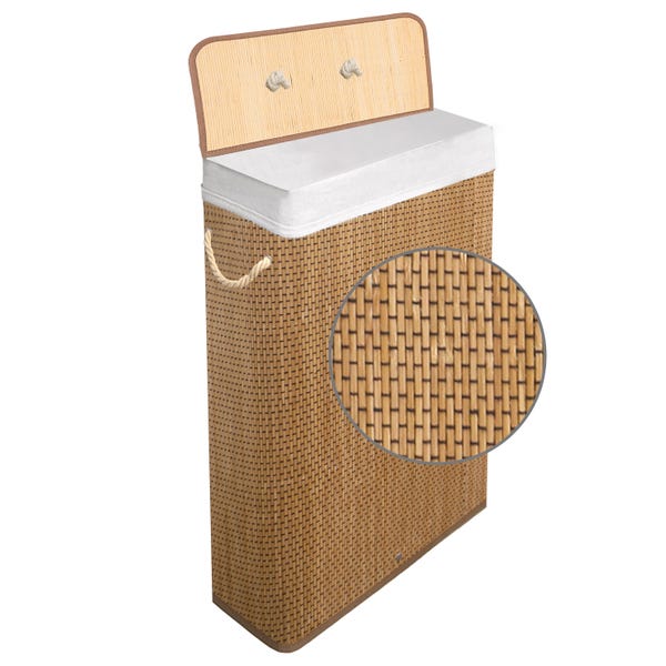 Bamboo Laundry Hamper: 72L Woven Basket with Lid & Handles