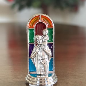 Miniature St Christopher  Statue, Catholic small statue, St Christopher  statue