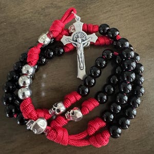 Momento Morí Rosary, St Benedict Crucifix Rosary - Durable Rosary | Handmade
