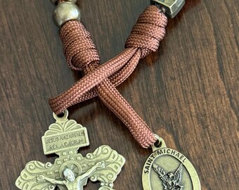 Rosario tascabile di San Michele, medaglia di bronzo di San Michele / rosario da 1 decina / regalo cattolico / fatto a mano