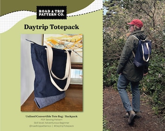 Daytrip Totepack PDF Sewing Pattern, DIY Tote Bag, Minimalist Travel Bag