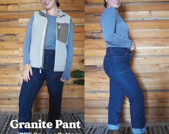 Granite Pant - PDF Sewing Pattern, Size Inclusive 0-34, Crotch
