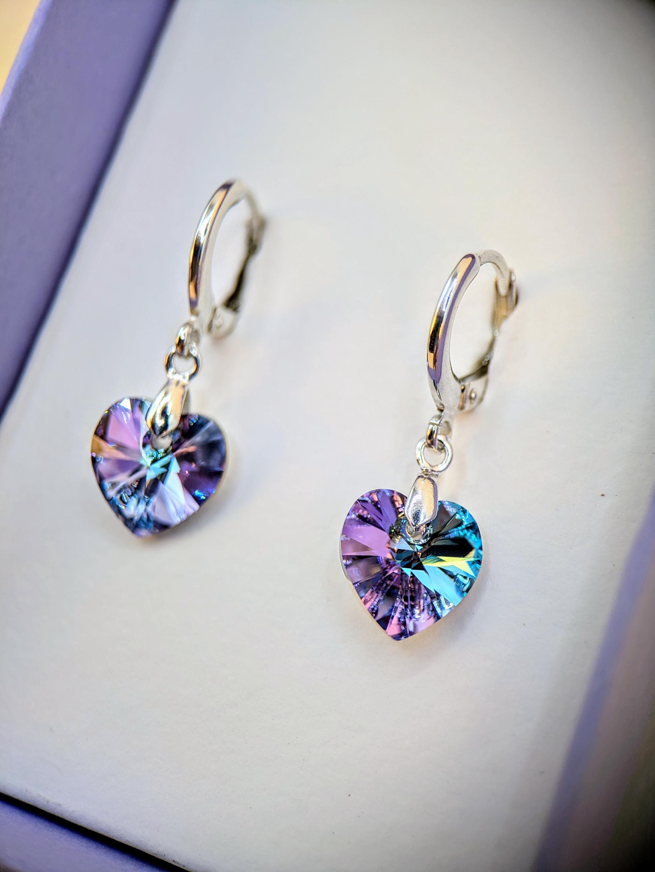 Swarovski heart crystal earrings - Etsy 日本