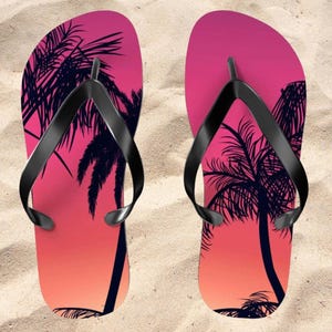 Sunset Beach Flip Flops - Tropical Vacation Footwear, Pool Slides, Summer Sandals, Beachwear Accessories, Coastal Flip Flop Shoes