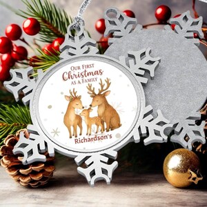 First Christmas Ornament, Reindeer Personalized Baby Shower Gift New Family, Son, Wife, Holiday Decor, Custom New Baby Ornament, First Baby
