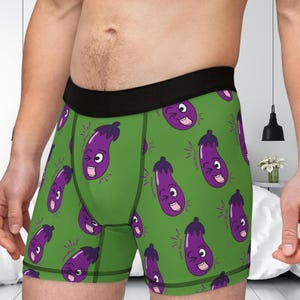 Mens Eggplant Boxers, Guess What Funny Underwear, Funny Boxer briefs for men, Him gift, Sexy Boxers gift, Husband gift, boxer briefs men