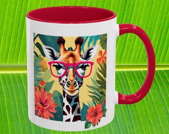Giraffe jungle Mug, Vacation Mug Coffee Cup or Tea Mug - Perfect Gift for Giraffe Lovers, Saffari mug, best friend gift, Gift for book worm