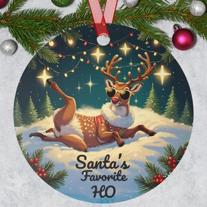 Adult Humor Christmas Ornament, Santa&#39;s Favorite Ho, Naughty Reindeer, Mature Humor, Christmas, Reindeer, Santa, Adult, Metal Ornaments